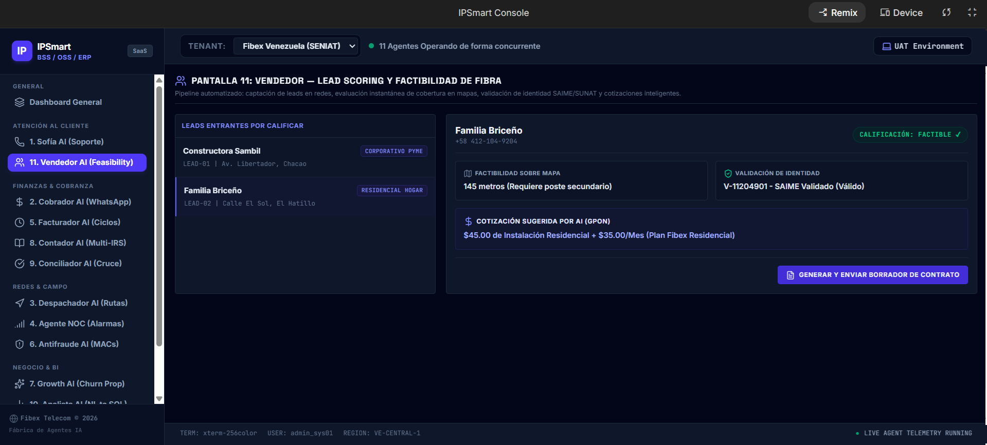 Consola de vendedores y ventas hogar